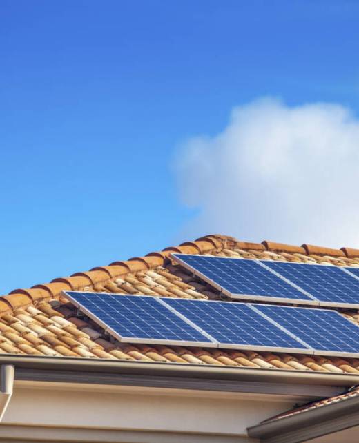 Solar panels on suburban Australian home